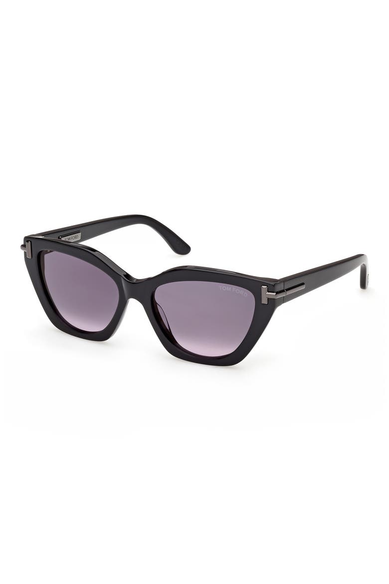 Icon 55mm Gradient Cat Eye Sunglasses, Alternate, color, SHINY BLACK/ SHINY GUNMETAL