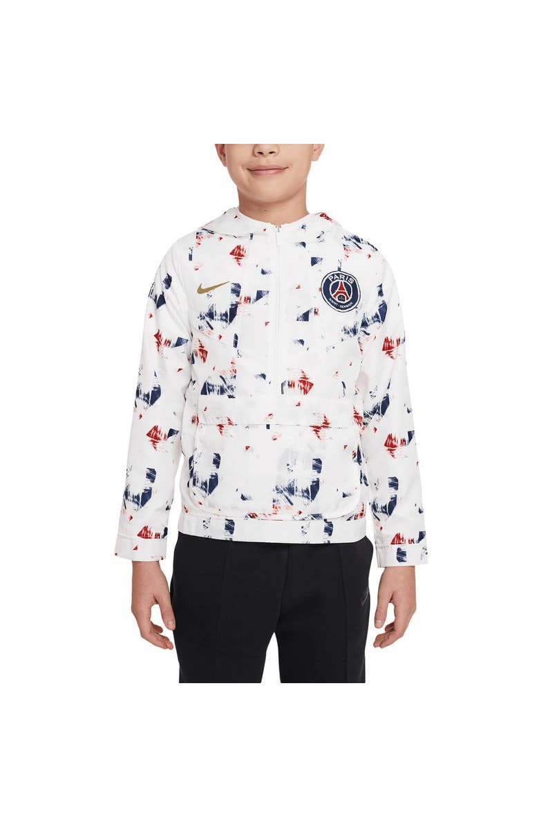 Nike Youth Nike White Paris Saint-Germain Amplify Anorak Half-Zip Hoodie Jacket, Main, color, White