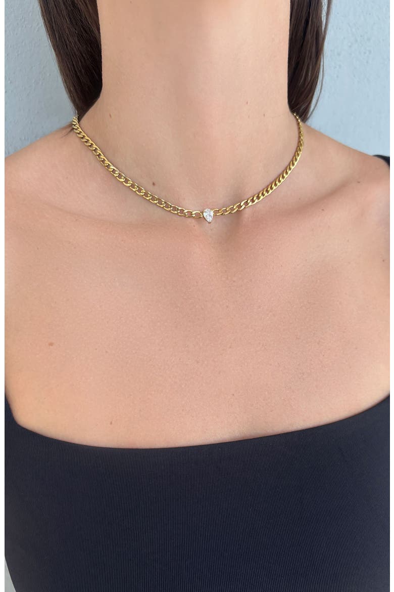 Cubic Zirconia Chain Necklace, Alternate, color, GOLD
