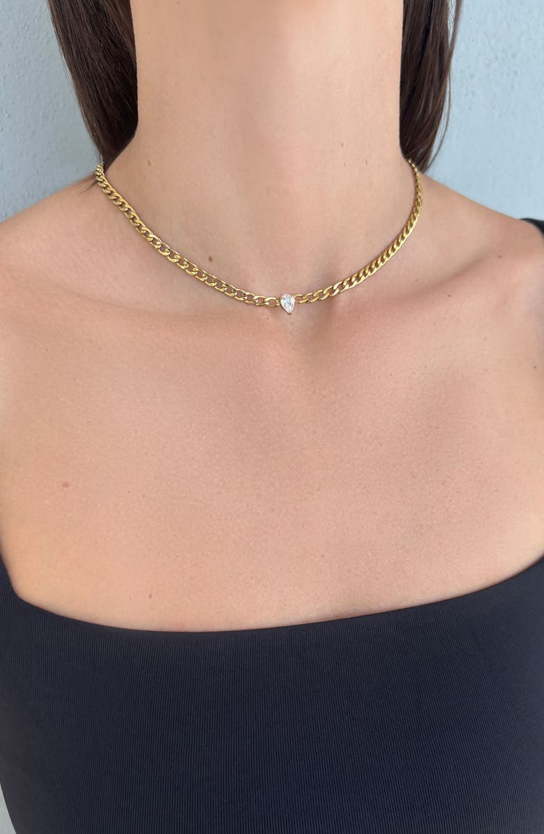 Adornia Cubic Zirconia Chain Necklace, Alternate, color, Gold