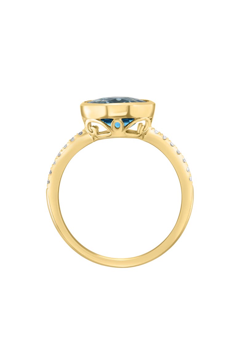 14K Yellow Gold Diamond & Blue Topaz Ring, Alternate, color, BLUE