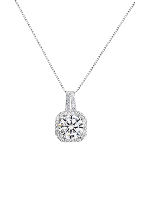 Two Carat Halo Cubic Zirconia Pendant Necklace