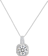 DLORIA Two Carat Halo Cubic Zirconia Pendant Necklace