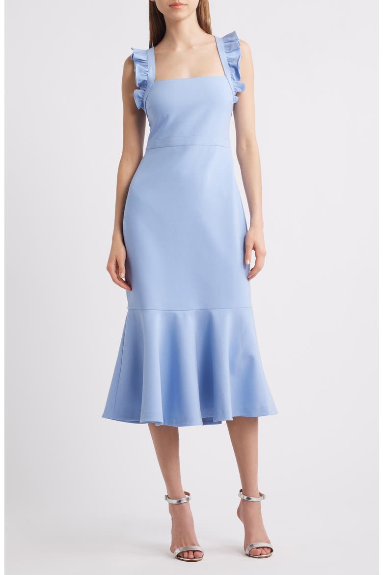 Hara Ruffle Strap Midi Dress, Main, color, LAVENDER LUSTER