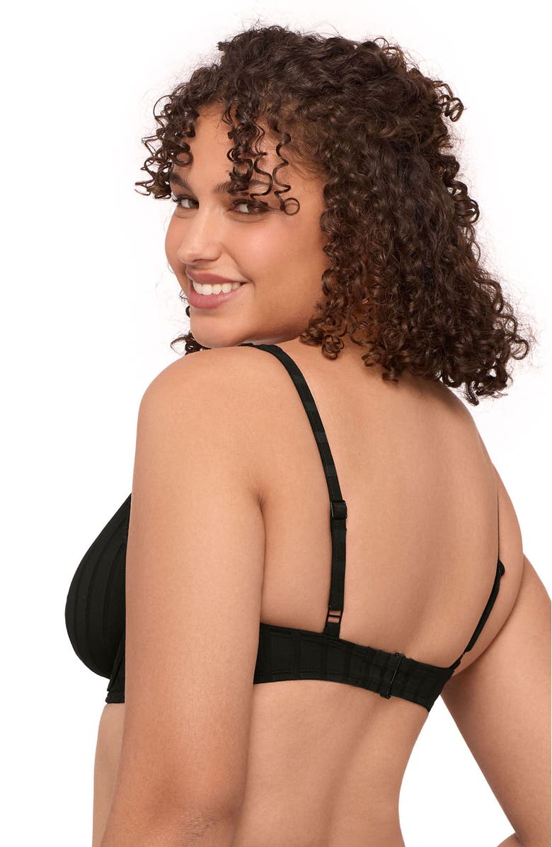 S3 Apparel Supportive and Sculpting Wide Ribbed Tall Underwire Bikini Swimsuit Top, Alternate, color, Onyx Black Wide Rib