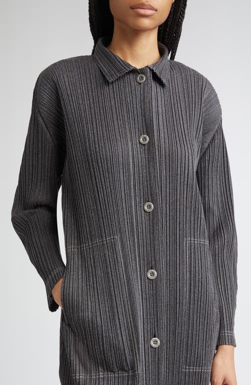 Issey Miyake Pleats Please  Trompe L'oeil Pleated Shirt Jacket In Gray