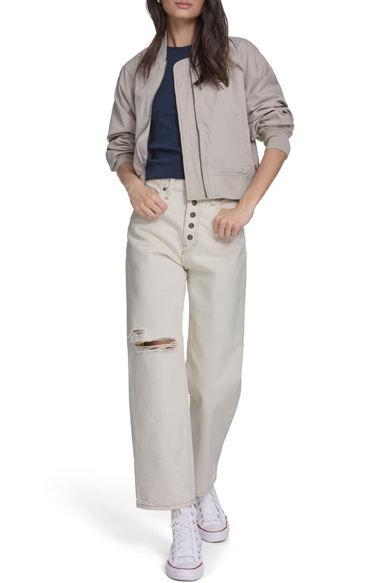 Relaxed Bomber Jacket, Alternate, color, CHATEAU GREY