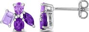 DELMAR Multiple Cut Amethyst Cluster Stud Earrings