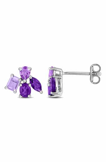 Multiple Cut Amethyst Cluster Stud Earrings