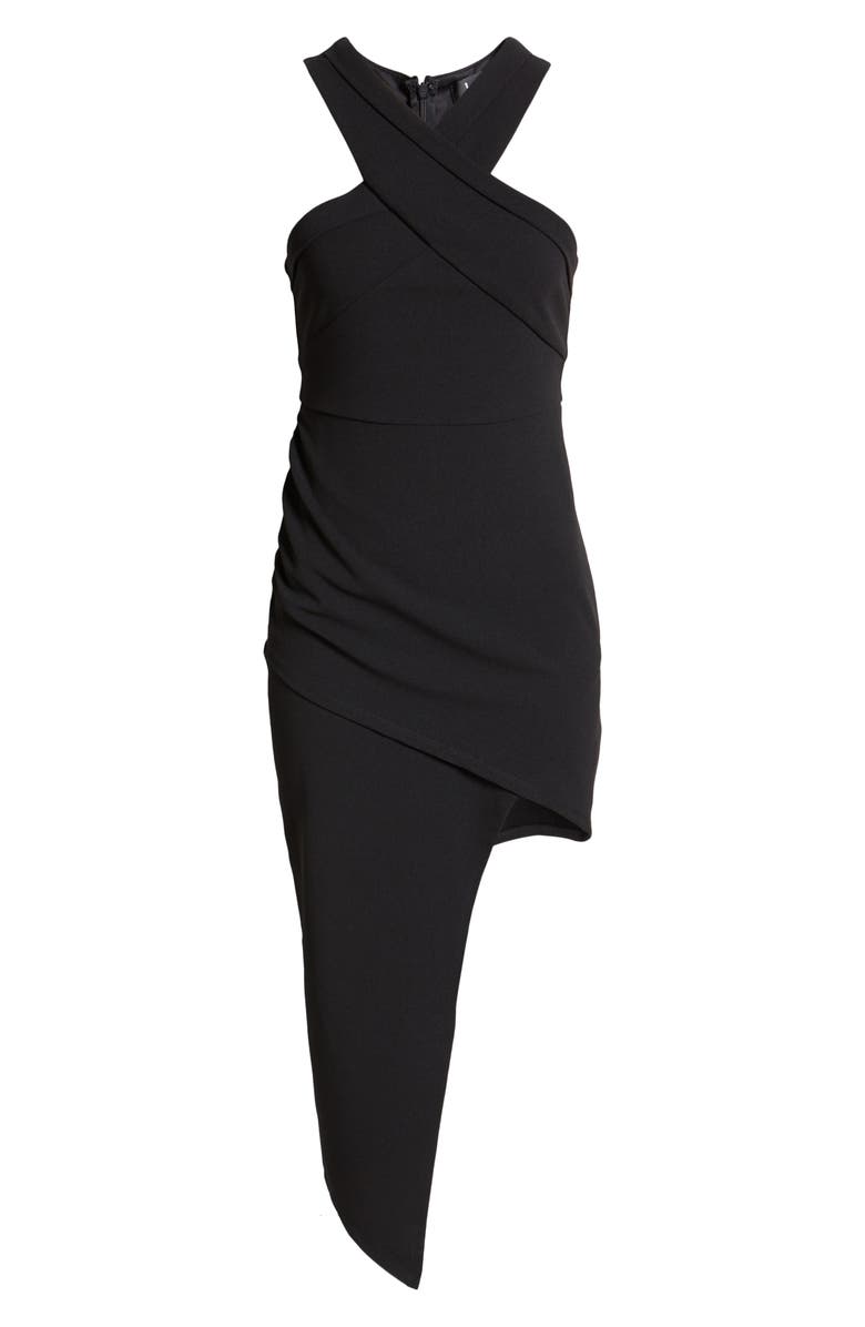 Lulus Guess Again Halter Neck Asymmetrical Midi Dress, Alternate, color,
