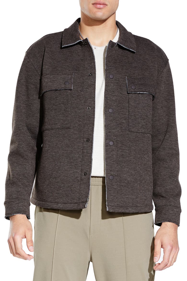 Boxy Crop Shirt Jacket, Main, color, HEATHER DARK BROWN