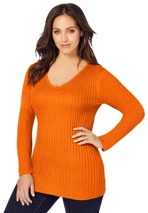 V-Neck Ribbed Sweater (Plus Available)