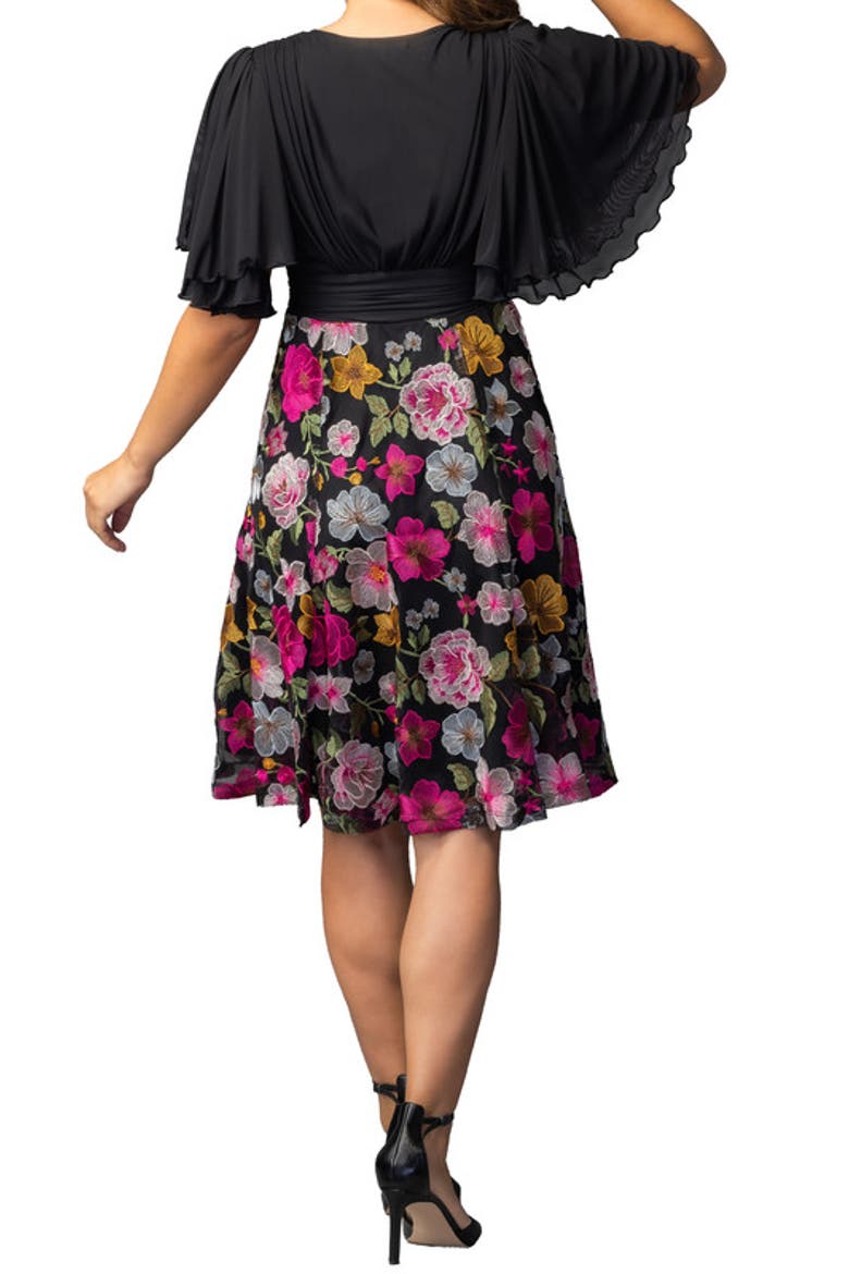 Lillian Embroidered Mesh Midi Cocktail Dress, Alternate, color, Vibrant Floral Frolic