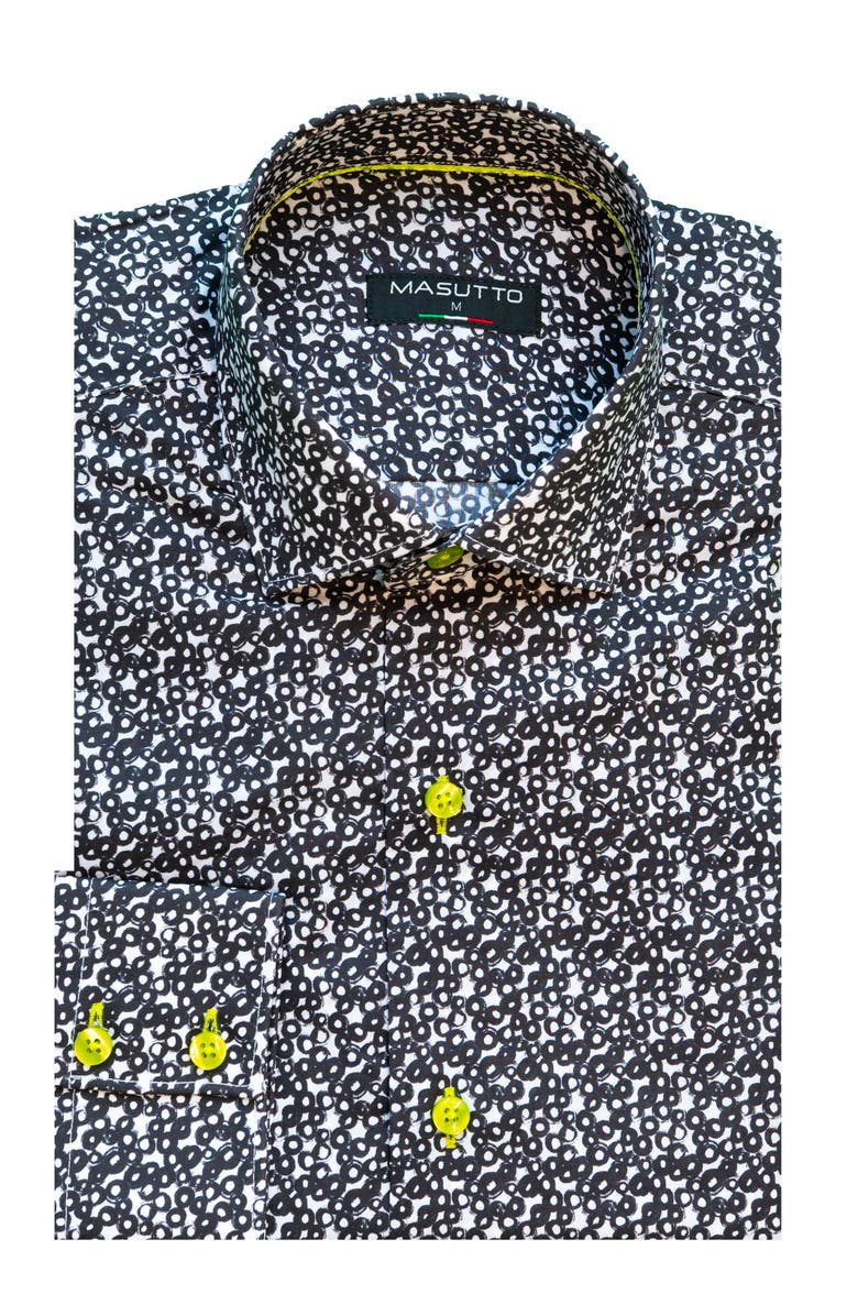 MASUTTO Petra Print Button-Up Long Sleeve Shirt, Main, color, Black