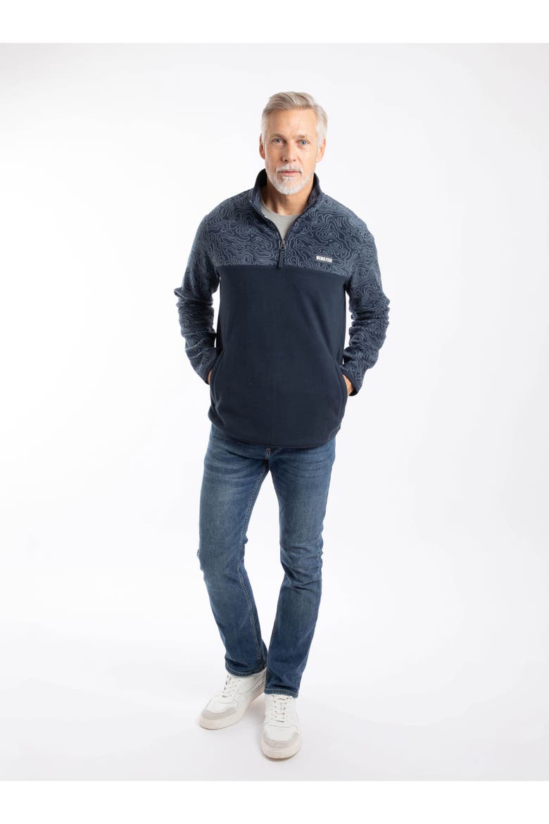 Gilbert 1/4 Zip Printed Microfleece, Alternate, color, Navy