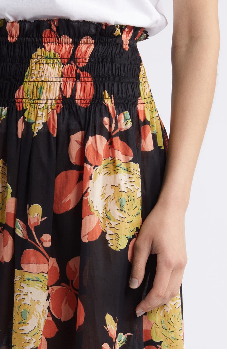 THE GREAT. The Canary Floral Midi Skirt, Alternate, color, Cabbage Rose Print