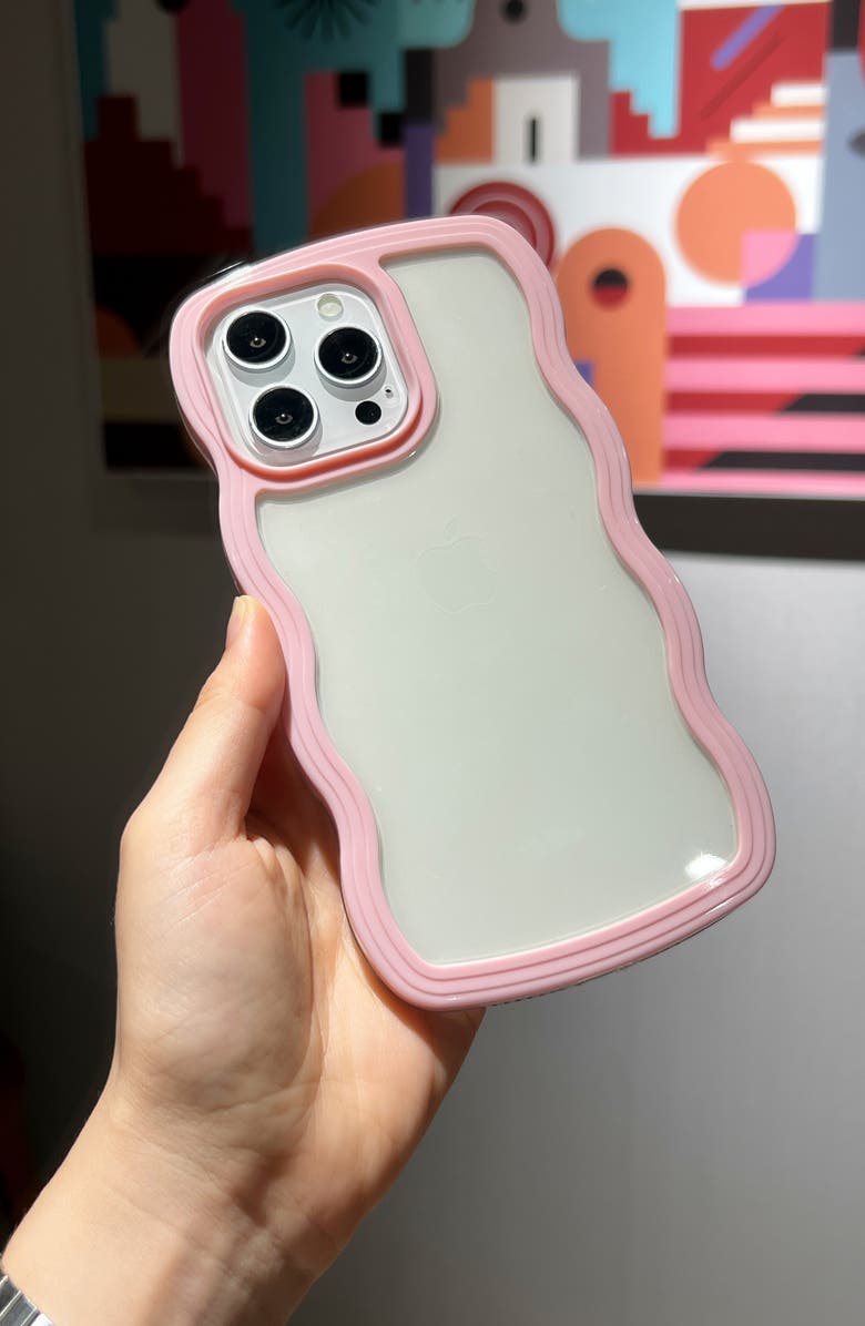 Auramma Pink Wavy Bumper iPhone 14 Pro Max Case, Alternate, color, Baby Pink