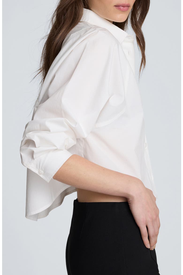 Cropped Shirt with Exaggerated Armholes, Alternate, color, PURE WHITE