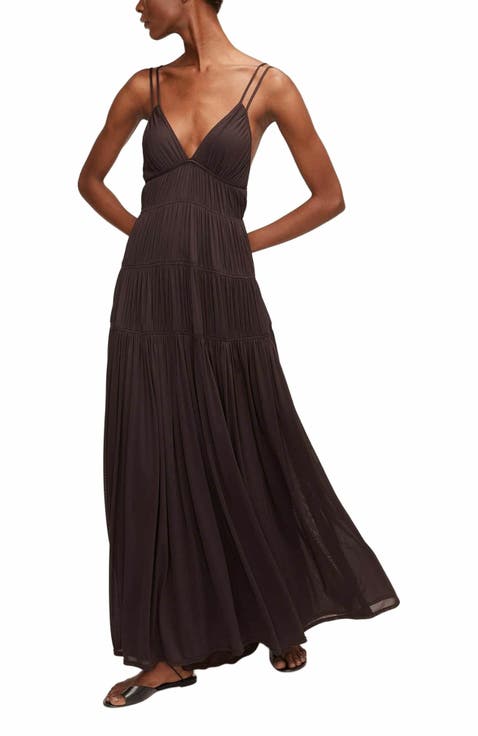 Ruched Mesh Maxi Dress