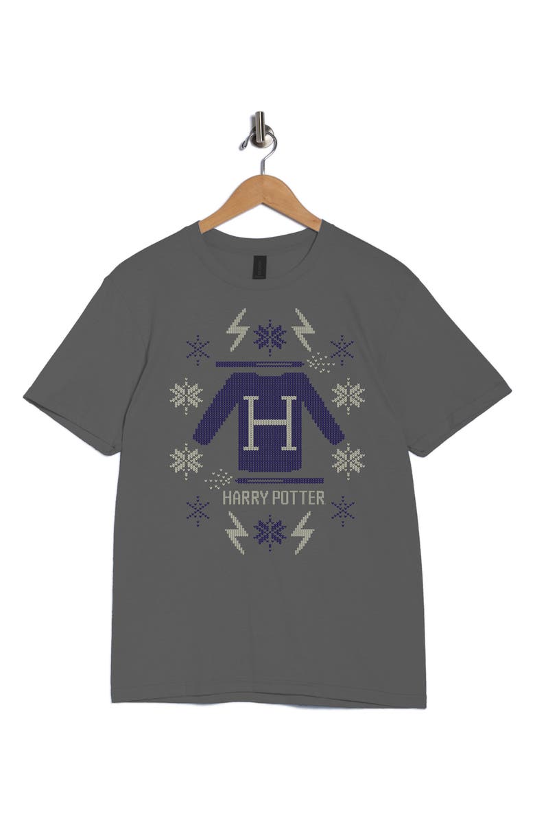 Monster Digital Harry Potter Blue Christmas Graphic T-Shirt, Alternate, color, Charcoal