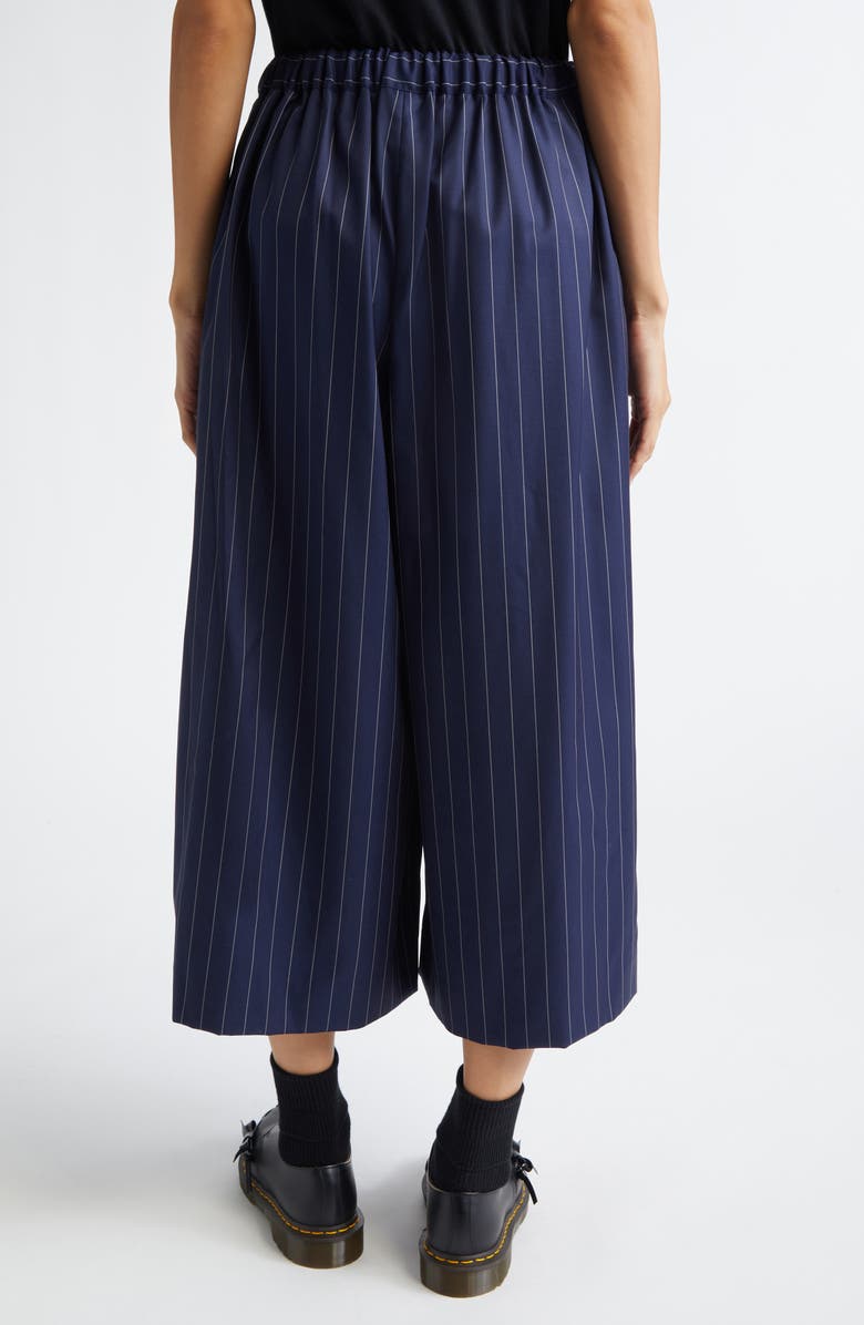 Comme des Garçons Pinstripe Wool & Silk Blend Wide Leg Pants, Alternate, color, Navy