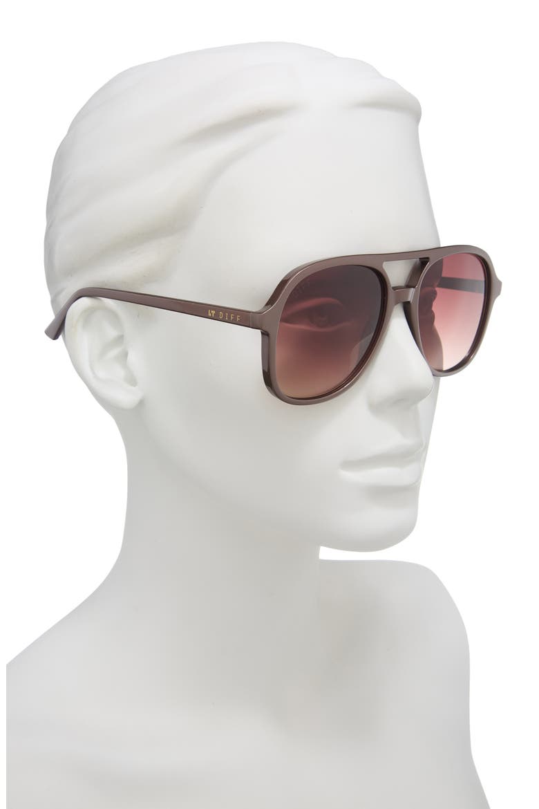 Tegan 55mm Aviator Sunglasses, Alternate, color, PEARLED UMBER BROWN GRADIENT