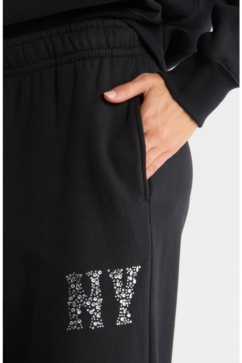 Rhinestone Baggy Sweatpants, Alternate, color, BLACK
