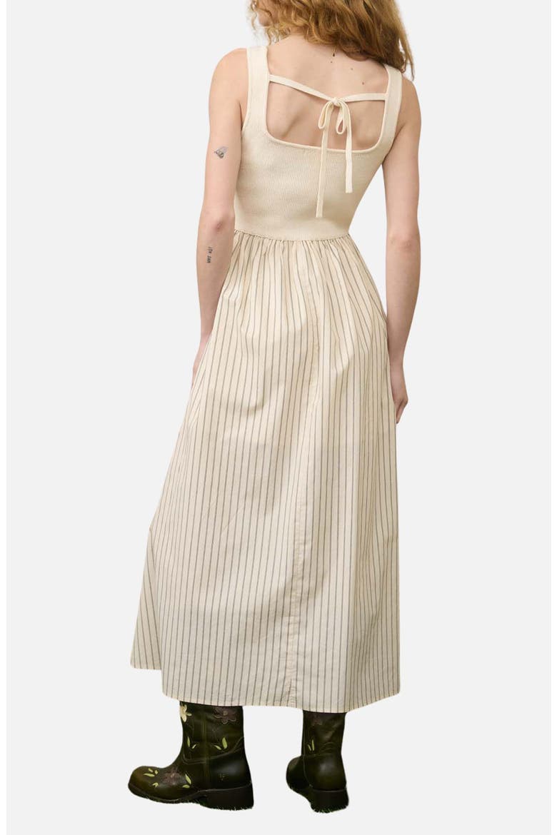 Back Tie Mixed Media Midi Dress, Alternate, color, NATURAL