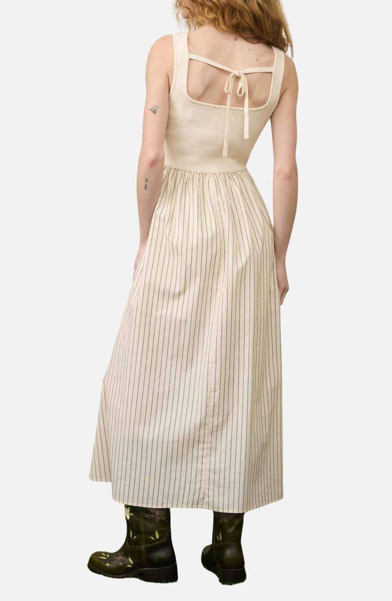 Blu Pepper Back Tie Mixed Media Midi Dress, Alternate, color, Natural