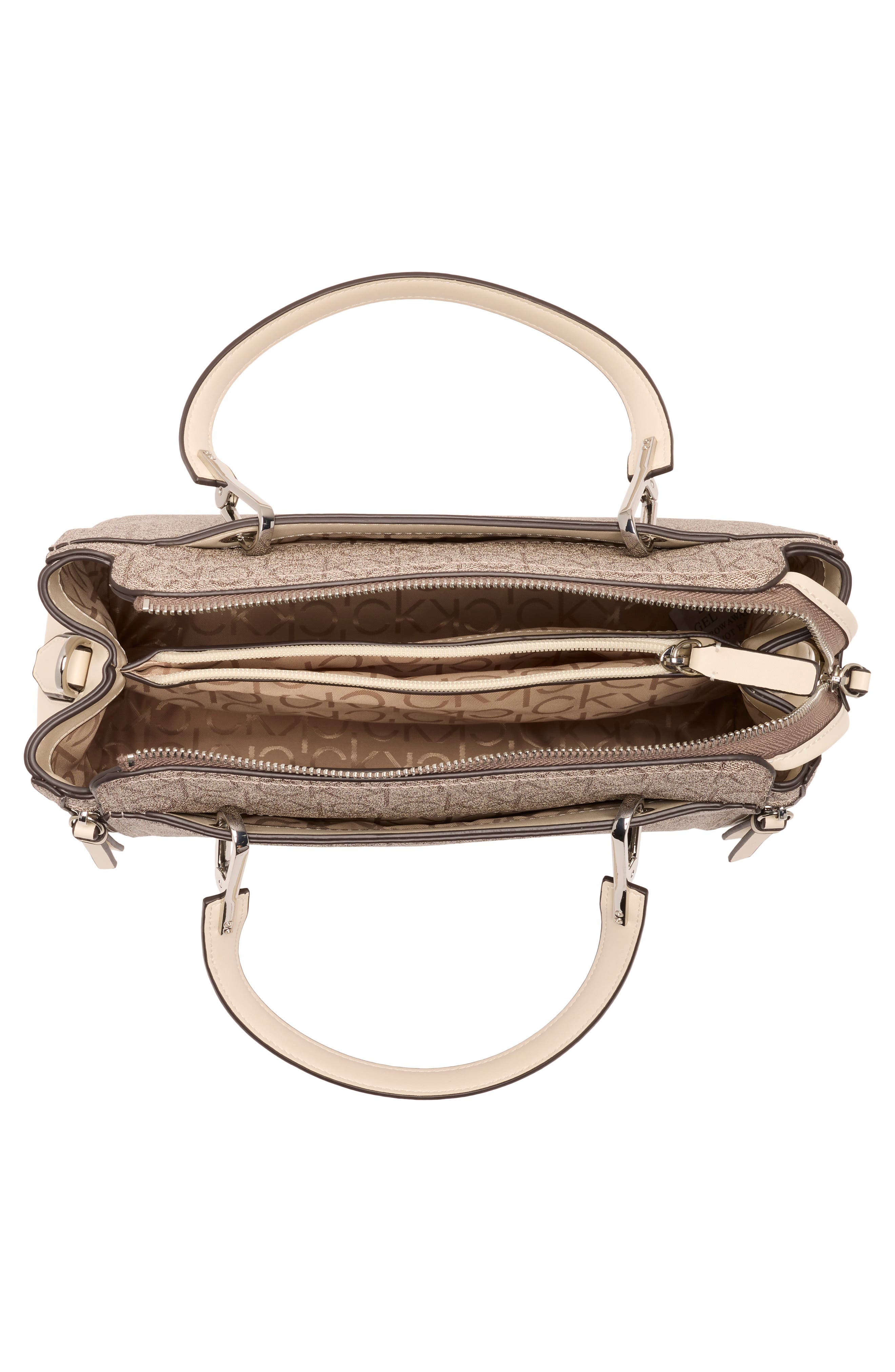 Calvin Klein Garnet Satchel, Alternate, color, Taupe/ White