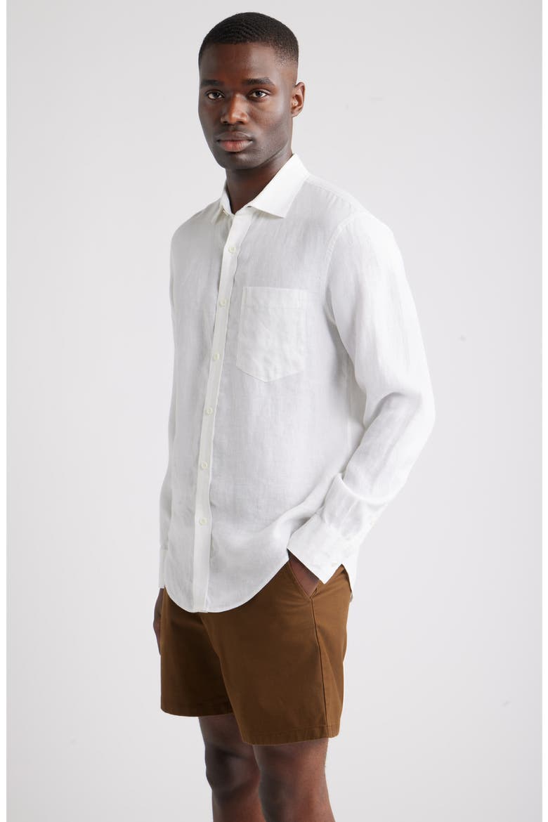 Linen Button-Up Shirt, Alternate, color, WHITE