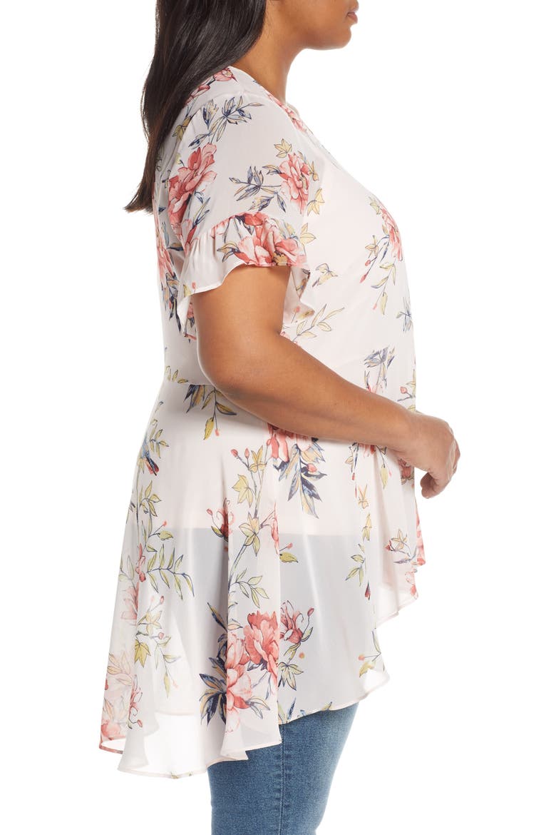 Songbird Floral High/Low Blouse, Alternate, color, PINK/ PINK