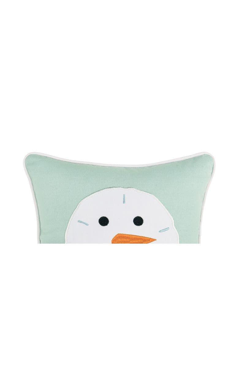 C&F Home Sand Dollar Shaped Snowman Christmas Accent Pillow, 10" x 10", Alternate, color, Green