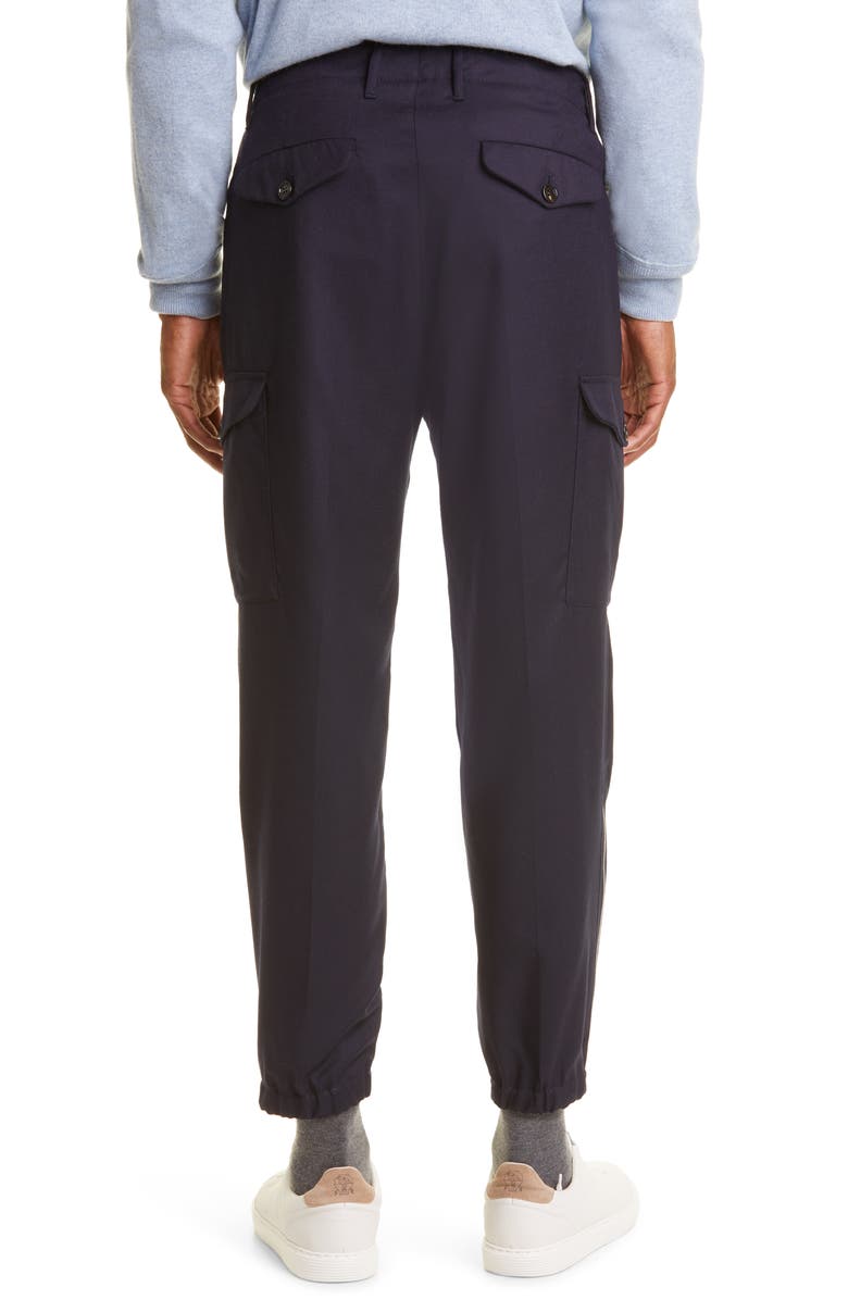 Brunello Cucinelli Ergonomic Fit Wool Flannel Cargo Joggers, Alternate, color,