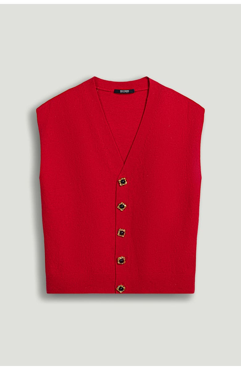 Nocturne Embellished V-Neck Knit Sweater Vest, Alternate, color, Red