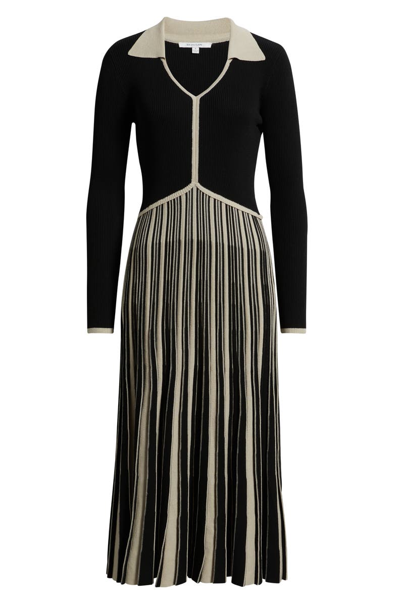 ZOE AND CLAIRE Stripe Long Sleeve Pleated Sweater Dress, Alternate, color, 