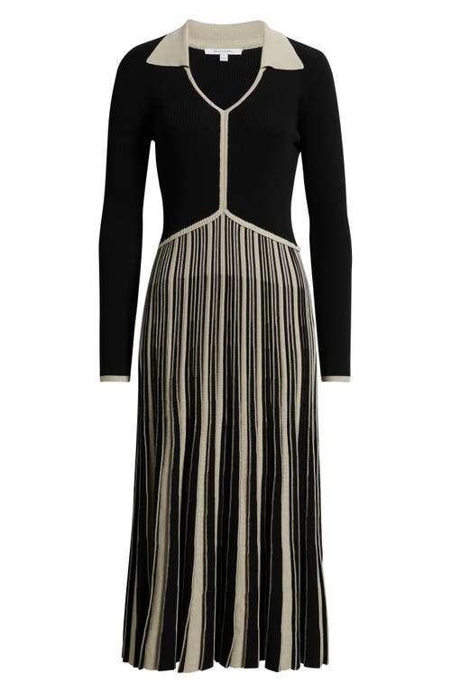 Zoe And Claire Stripe Long Sleeve Pleated Sweater Dress In Multi