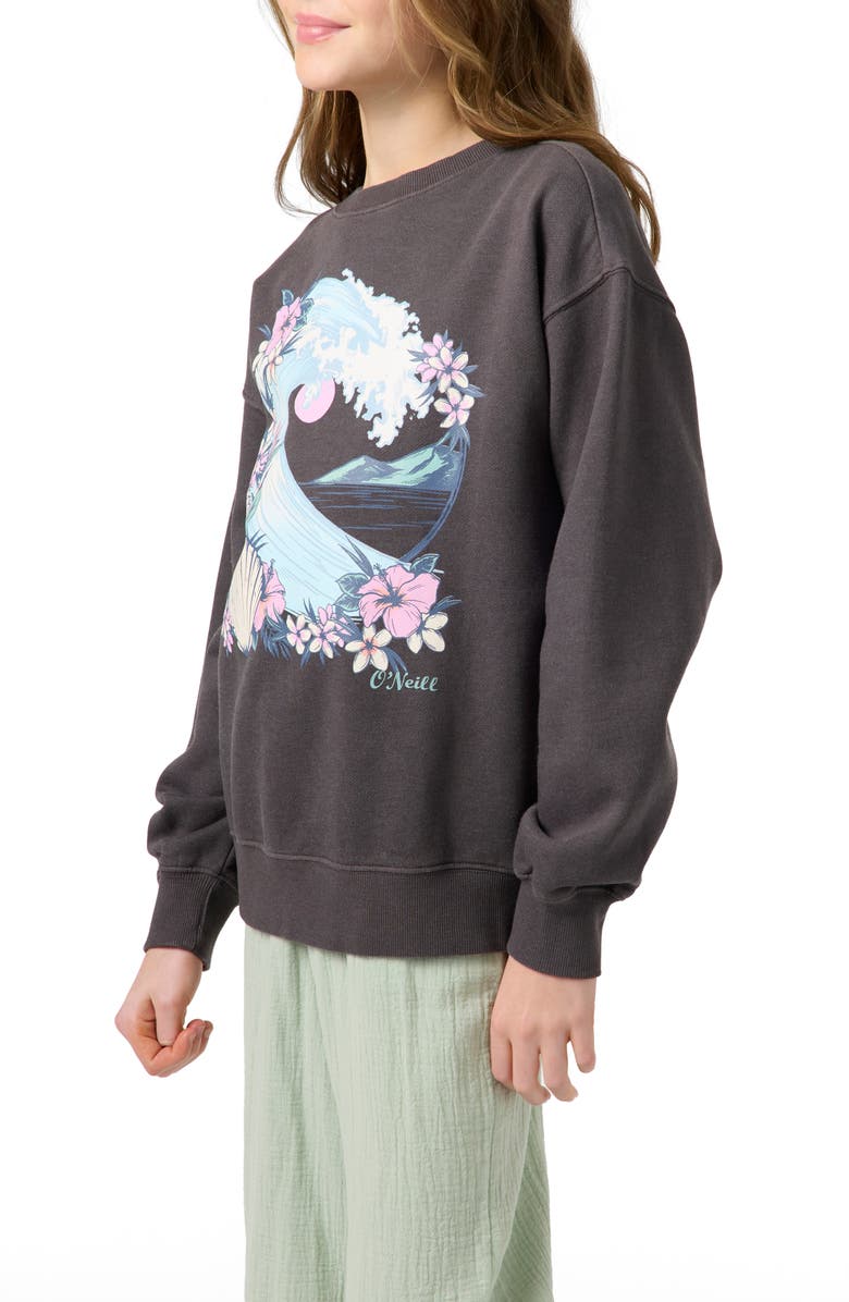 O'Neill Kids' Skylar Graphic Sweatshirt, Alternate, color, Washed Black