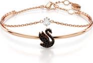 Swarovski Crystal Swan Charm Bangle Bracelet