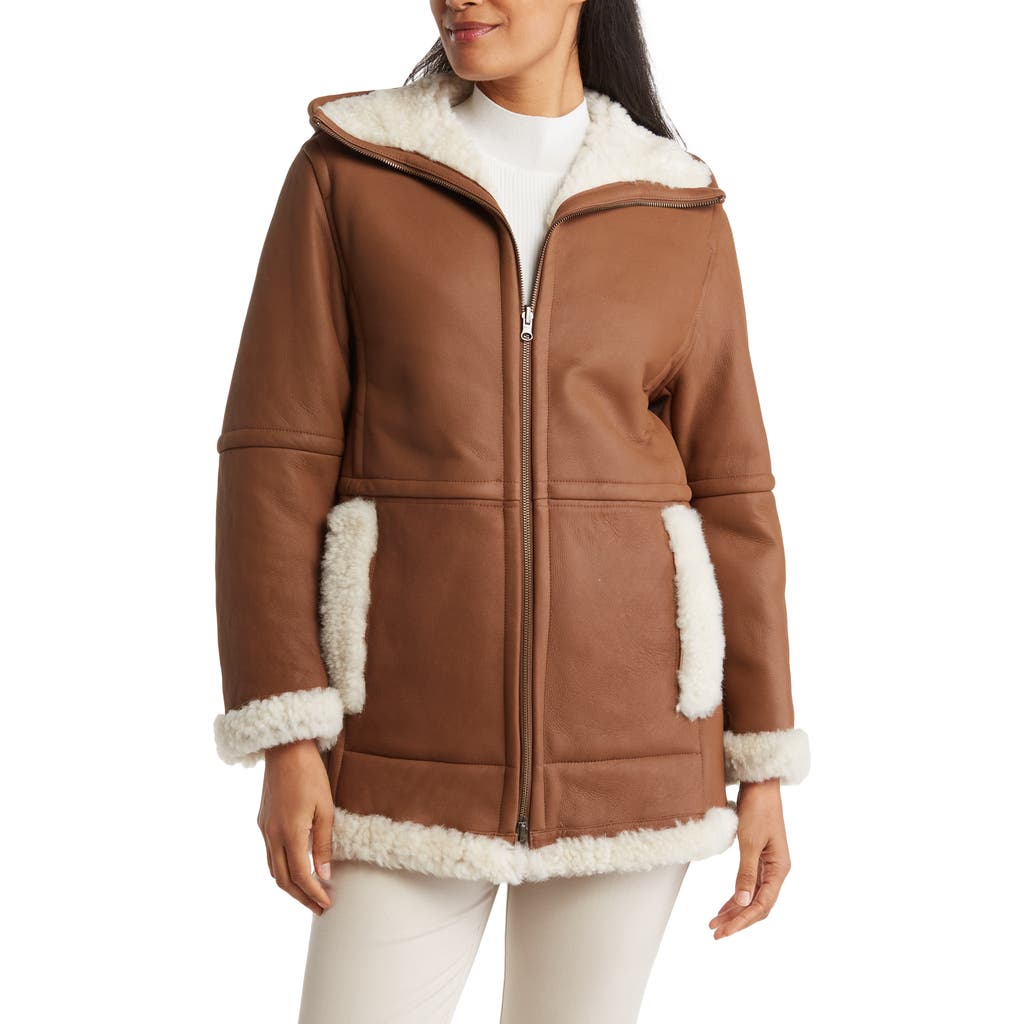 Vince Reversible Genuine Shearling Lined Jacket In Pearl/mojave