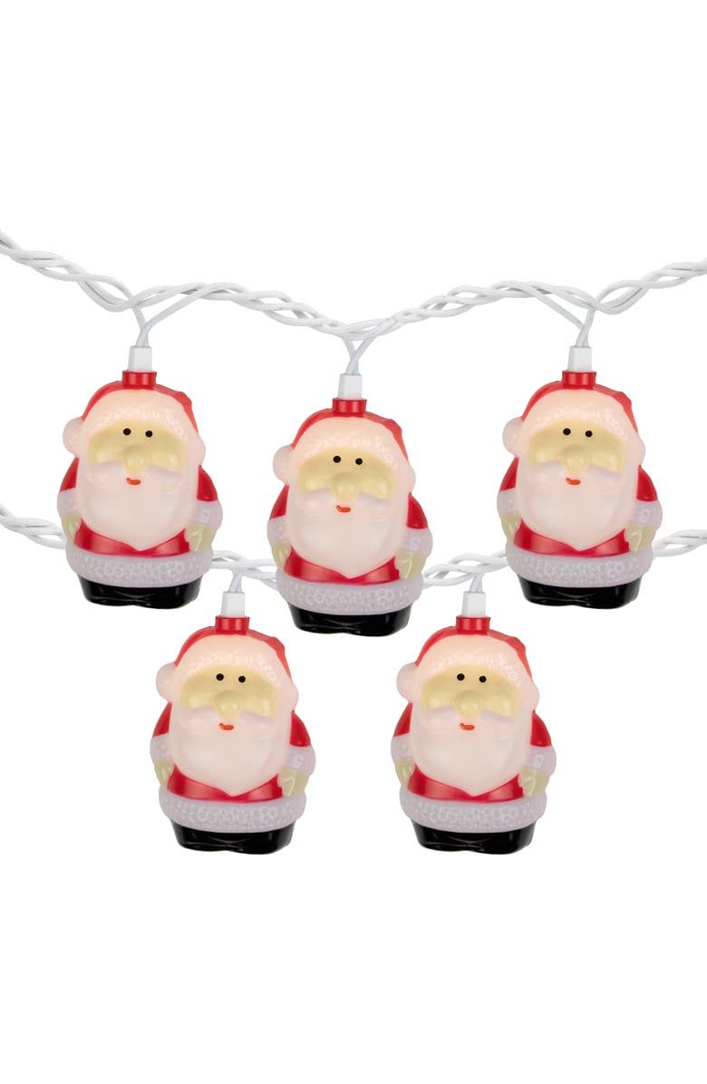 Northlight Santa Claus Christmas Light Set - Clear - 6' Green Wire - 10ct, Main, color, White