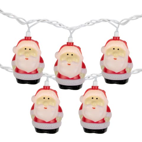 Santa Claus Christmas Light Set - Clear - 6' Green Wire - 10ct