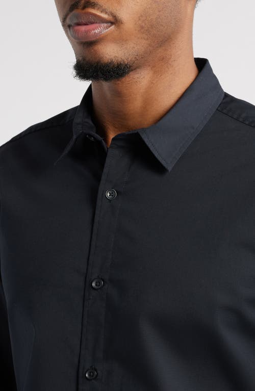 Open Edit Slim Fit Stretch Cotton Button-up Shirt In Black Caviar