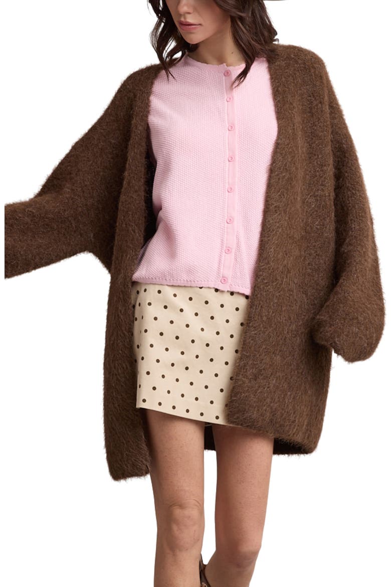 Oversized Brushed Cardigan, Main, color, CHOCOLATE