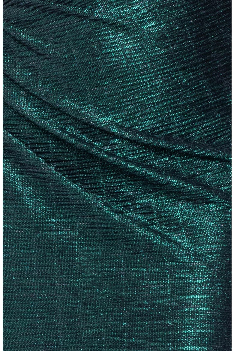 Texture Metallic One-Shoulder Gown, Alternate, color, BLACK/ EMERALD