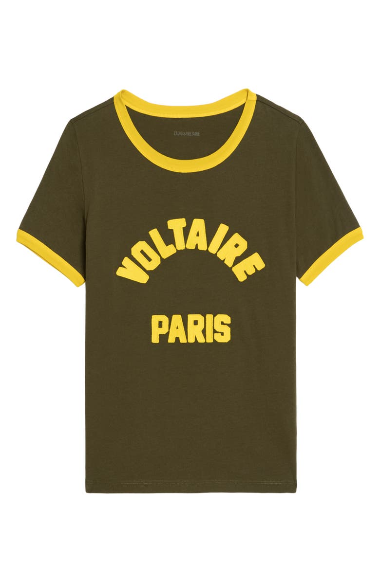 Zadig & Voltaire Alys Voltaire Paris Appliqué Cotton Graphic T-Shirt, Alternate, color, Tilleul