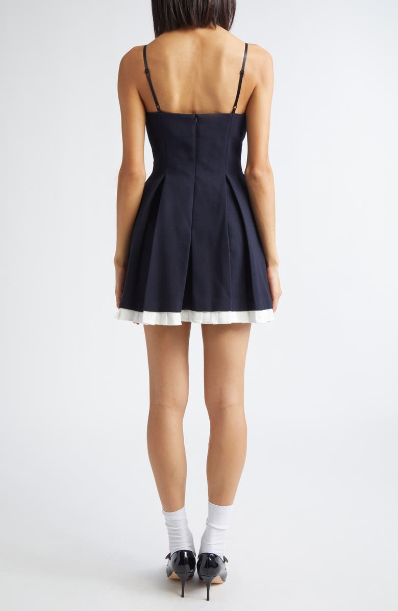 Pleated Wool Grain de Poudre Minidress
