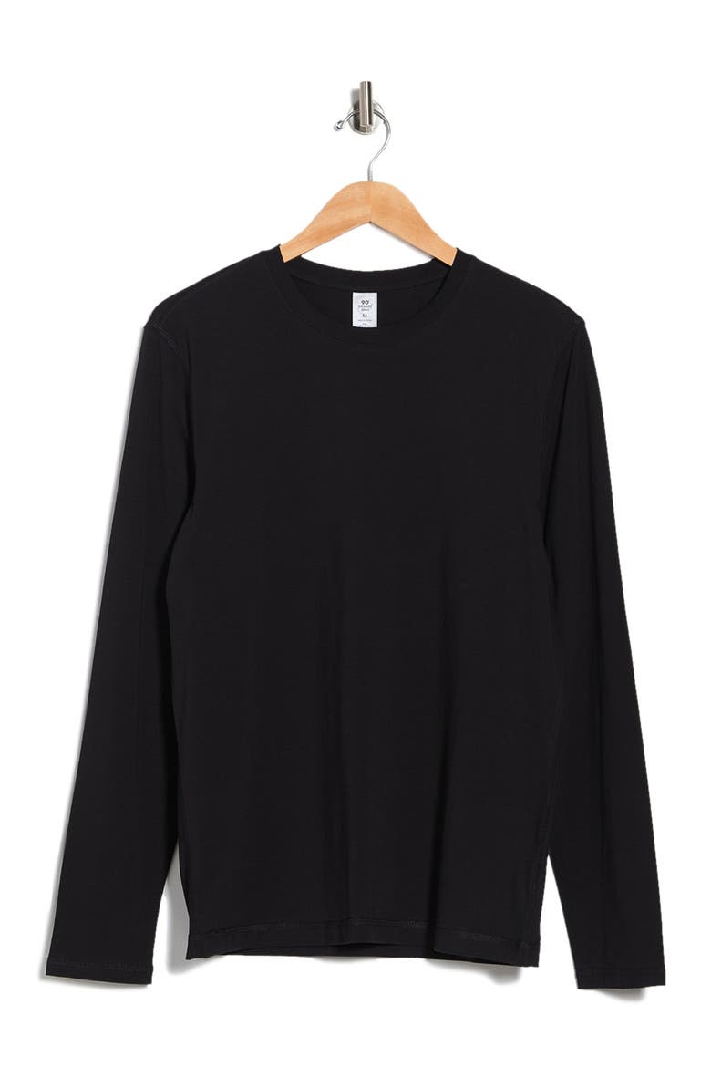 Crew Neck Long Sleeve T-Shirt, Alternate, color, BLACK