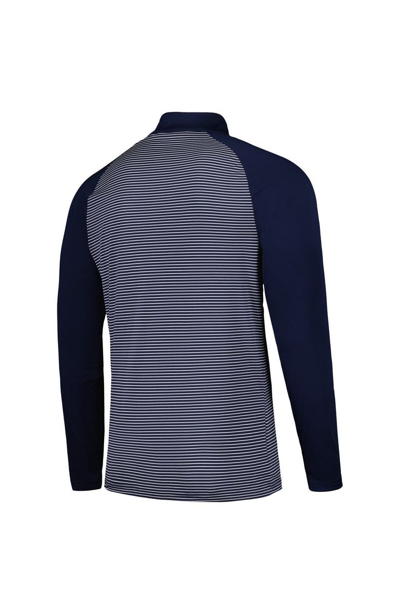 LEVELWEAR Men's Levelwear Navy Atlanta Braves Charter Striped Raglan Quarter-Zip Top, Alternate, color, 