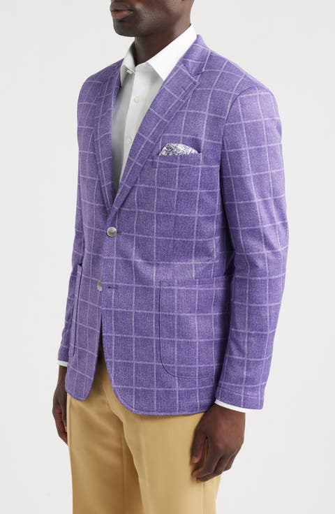 Game Day XC Flex® Pinnacle Purple Windowpane Check Knit Sport Coat